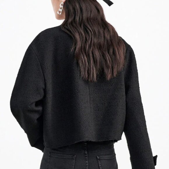 MO&Co. Vintage Cotton-blend Cropped Jacket_Women _ BLACK _ Size S - Picture 16 of 16